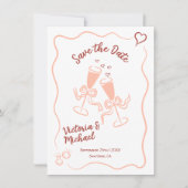 Invitation Mariage à Sauvegarder Fantaisiste Dessiné à la Mai (Devant)