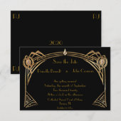 Invitation Mariage à Sauvegarder la Date, great-Gatsby, noir  (Devant / Derrière)