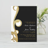 Invitation Mariage à spirale noir blanc or noir (Debout devant)