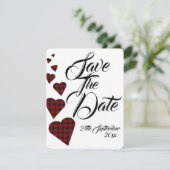 Invitation Mariage à Tartan Rouge Enregistrer la Date (Debout devant)