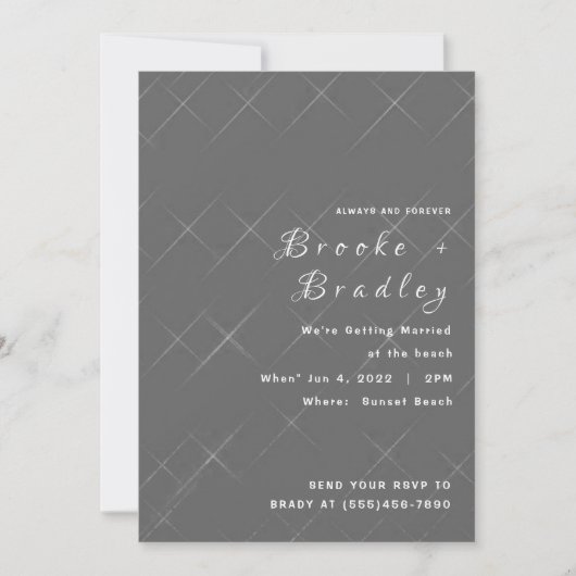 Invitation Mariage à texture diamant gris (Devant)