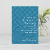 Invitation Mariage à texture tissée bleue (Debout devant)
