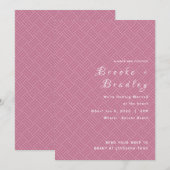 Invitation Mariage à texture tissée rose (Devant / Derrière)