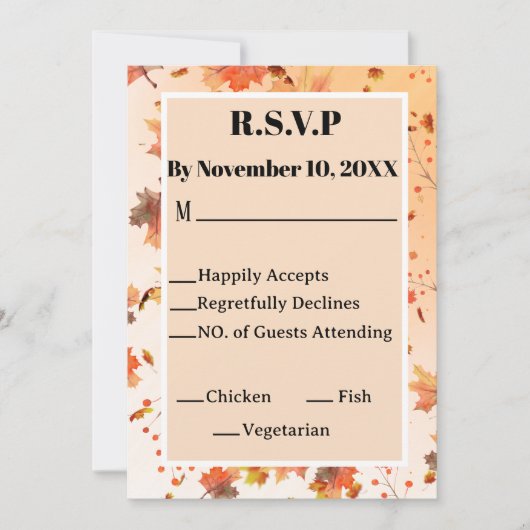 Invitation Mariage à thème automne ou douche RSVP (Devant)