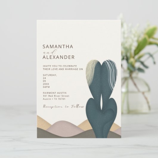 Invitation Mariage à thème Cactus du désert (Debout devant)