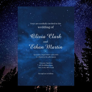 Invitation Mariage à thème Celestial Blue Galaxy Night Sky