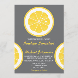 Invitation Mariage À THÈME DE LÉMON JAUNE ET GRIS