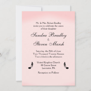 Invitation Mariage à thème de musique rose