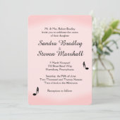 Invitation Mariage à thème de musique rose (Debout devant)
