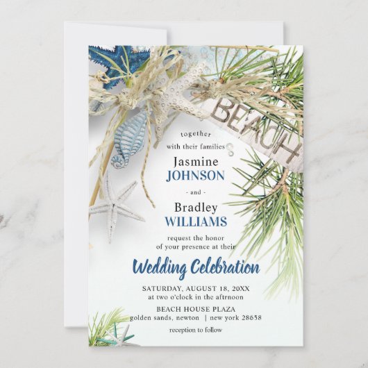 Invitation Mariage à thème de plage moderne (Devant)