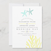 Invitation Mariage à thème de plage turquoise et jaune (Devant)