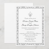 Invitation Mariage à thème Fleur de lis (Devant / Derrière)