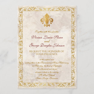 Invitation Mariage à thème Fleur de lis
