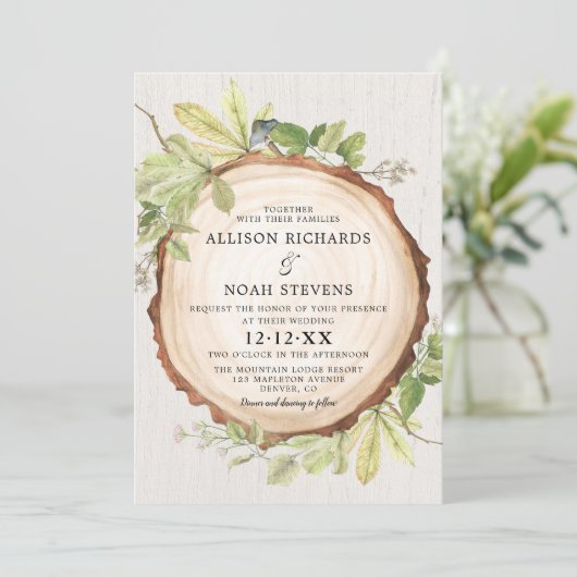 Invitation Mariage à thème Forêt de bois rustique (Debout devant)