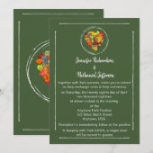 Invitation Mariage à thème Green Fruit Heart Vegan (Devant / Derrière)