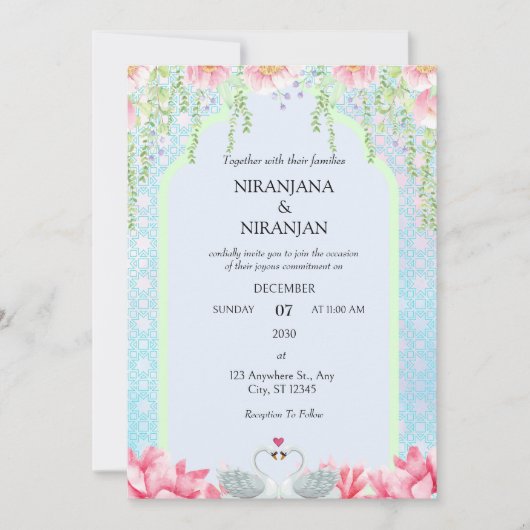 Invitation Mariage à thème Lotus (Devant)