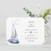 Invitation Mariage à thème nautique du yacht d'aquarelle (Debout devant)