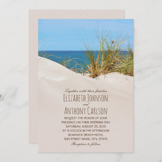 Invitation Mariage à thème Ocean Sand Creative Beach (Devant / Derrière)