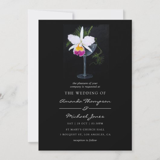 Invitation Mariage à thème orchidée (Devant)