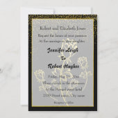 Invitation Mariage à thème Rose de feuille d'or (Devant)