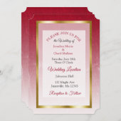 Invitation Mariage à thème rouge et or invite (Devant / Derrière)