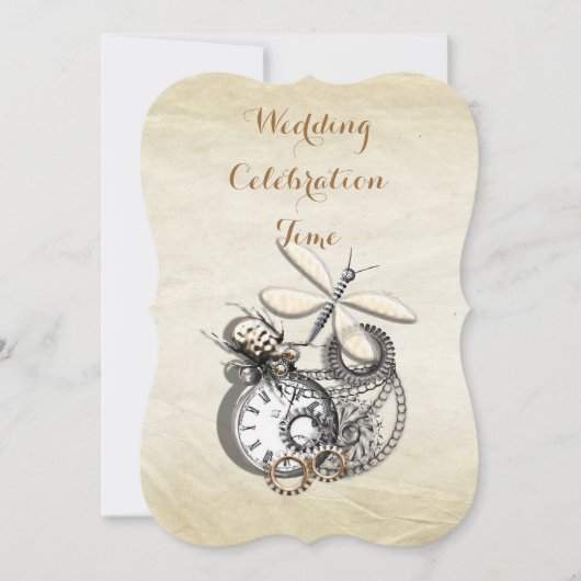 Invitation Mariage à thème Steam Punk inspiré de l'ancien (Devant)