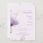 Invitation Mariage à tige florale simple Lavender (Devant)