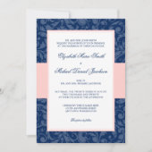 Invitation Mariage à torsades bleu marine et rose vif (Devant)