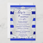 Invitation Mariage à tout jamais rayé bleu argenté (Devant)