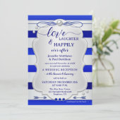 Invitation Mariage à tout jamais rayé bleu argenté (Debout devant)