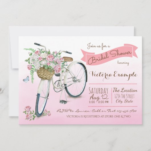 Invitation Mariage à vélo rétro (Devant)