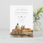 Invitation Mariage à Venise avec code QR aquarelle (Debout devant)