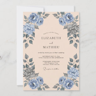 Invitation Mariage Abricot Ardoise Rose Poussiéreuse
