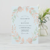 Invitation Mariage Abricot Céleste Feuillage Eucalyptus (Debout devant)