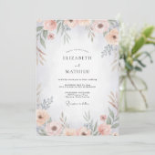 Invitation Mariage Abricot Ciel Ranunculus Eucalyptus (Debout devant)