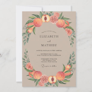 Invitation Mariage Abricot Corail Fruit Eucalyptus