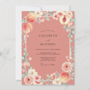 Invitation Mariage Abricot Fruit Eucalyptus Terre Cuite