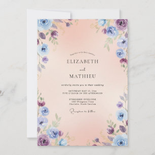 Invitation Mariage Abricot Lavande Ranunculus Eucalyptus