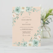 Invitation Mariage Abricot Mousse de Mer Succulente Eucalyptu (Debout devant)