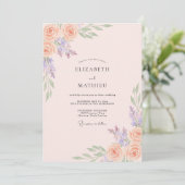 Invitation Mariage Abricot Paonée Violette (Debout devant)