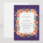 Invitation Mariage Abricot Pavot Prune (Devant / Derrière)