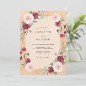 Invitation Mariage Abricot Prune Feuillage Doux Eucalyptus (Debout devant)