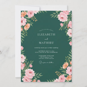 Invitation Mariage Abricot Ranunculus Eucalyptus Forêt
