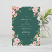 Invitation Mariage Abricot Ranunculus Eucalyptus Forêt (Debout devant)