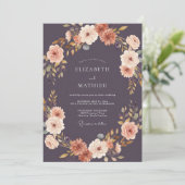 Invitation Mariage Abricot Ranunculus Gris Eucalyptus (Debout devant)