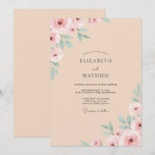 Invitation Mariage Abricot Rose Mousse (Devant / Derrière)
