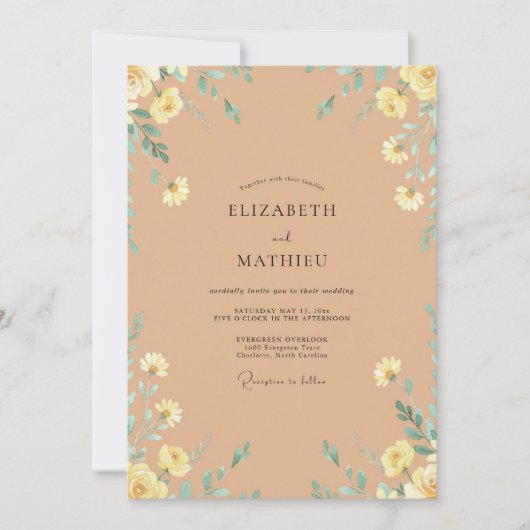 Invitation Mariage Abricot Tan Primrose (Devant)