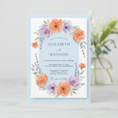 Invitation Mariage Abricot Violet Ranunculus Eucalyptus (Debout devant)