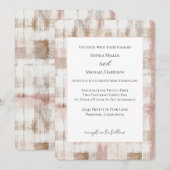 Invitation Mariage Abstrait à Rayures Brun Crème Rose (Devant / Derrière)