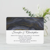 Invitation Mariage Abstrait Agate Or Moderne Noir Gris-Bleu (Debout devant)